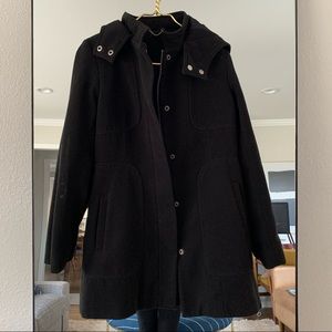 Black hooded coat